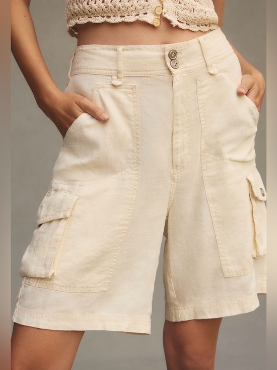 Pilcro Pants - Anthropologies Pilcro Tidal Cargo Shorts Linen Blend lightweight Soft Size 29